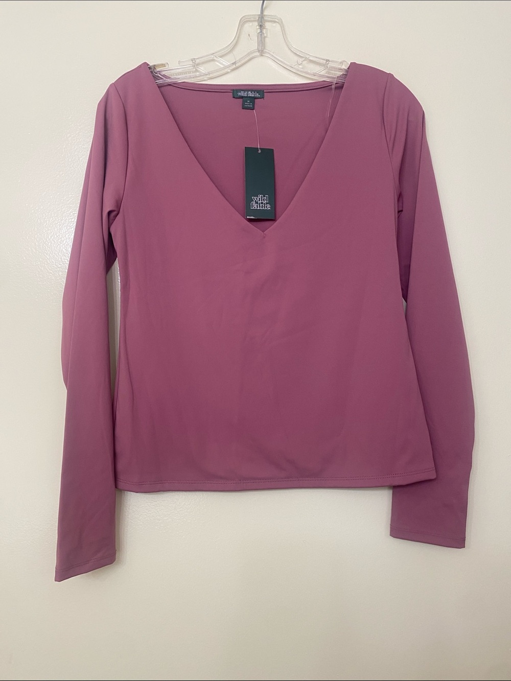 wild fable Dusty Mauve V-Neck Long Sleeve Top - Picture 3 of 6